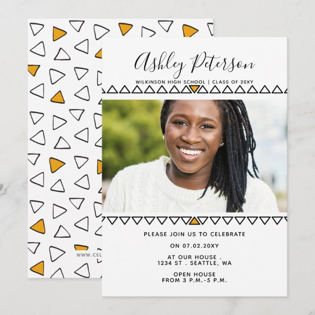 Classy Modern Stylish Elegant Photo Graduation Inv Invitation (Front/Back)
