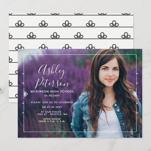 Classy Modern Stylish Elegant Photo Graduation Invitation (Front/Back)