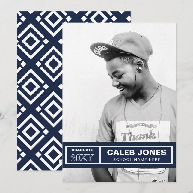 Classy Modern Stylish Elegant Photo Graduation Invitation (Front/Back)