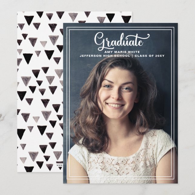 Classy Modern Stylish Elegant Photo Graduation Invitation (Front/Back)