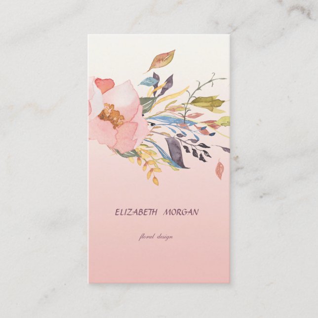 Classy Modern Watercolor Floral Business Card (Front)