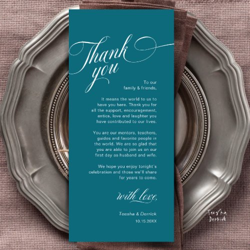 Classy Modern Wedding Place Setting Thank You Card