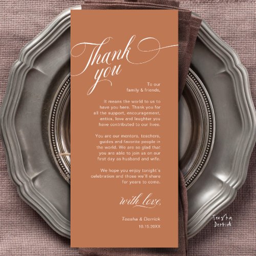 Classy Modern Wedding Place Setting Thank You Card