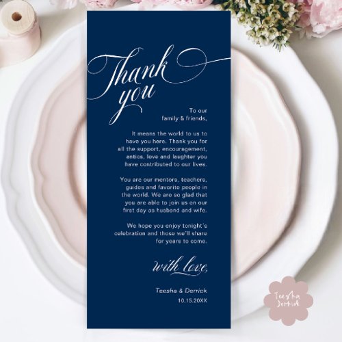 Classy Modern Wedding Place Setting Thank You Card