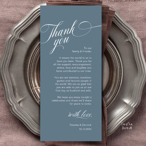 Classy Modern Wedding Place Setting Thank You Card