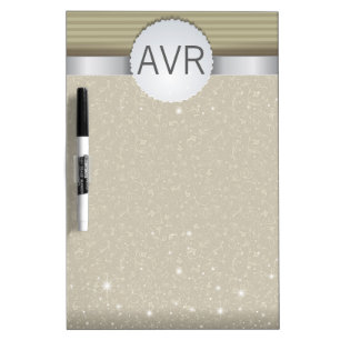 Classy Modern white gold metallic Luxury Sparkle Dry Erase Board