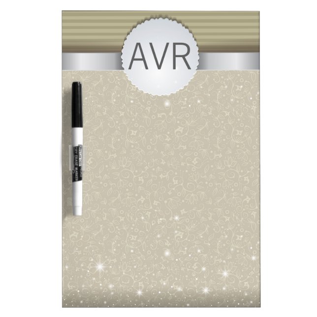 Classy  Modern white gold metallic Luxury Sparkle Dry Erase Board (Front)