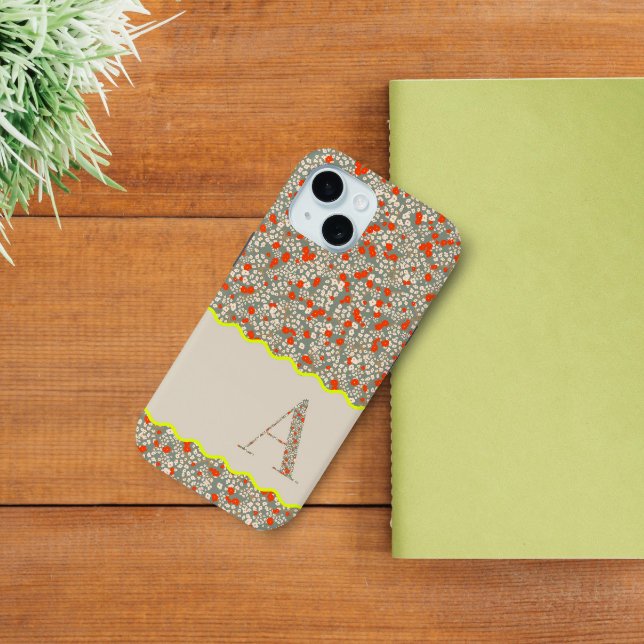 CLASSY MONOGRAM A GREEN AND RED FLORAL BOTANICAL  Case-Mate iPhone CASE (Creator Uploaded)