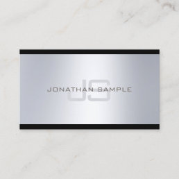 Classy Monogram Artistic Silver Look Plain Luxury Business Card