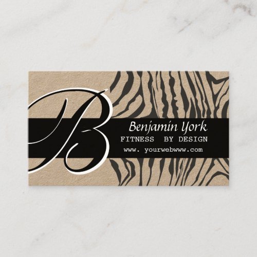 Classy  Monogram Zebra Business Card Template