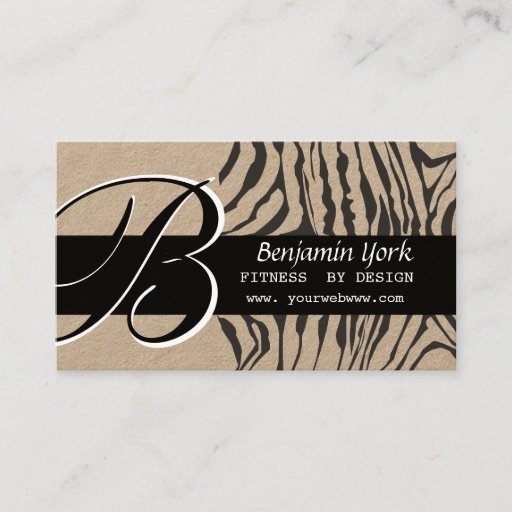 Customizable Classy  Monogram Zebra Business Card Template