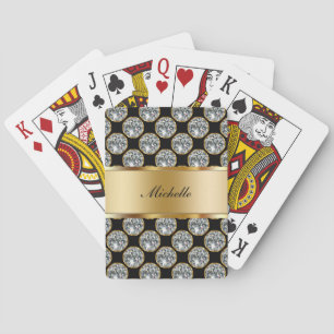 Classy Monogram Bling Playing Cards
