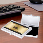 Classy Monogram Business Card Holders<br><div class="desc">Classy monogram business card case for men with sleek gold looking monogram emblem in simulated metal printed on the front and with monogram space you can make your own by adding your name, company name or initials. Designed for any business professional that wants to make a great first impression, this...</div>