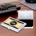 Classy Monogram Business Card Holders<br><div class="desc">Classy monogram business card case for men with cool gold looking monogram emblem in simulated gold metal printed on the front and with monogram space you can make your own by adding your name initials. Designed for any business professional that wants to make a great first impression, this design template...</div>