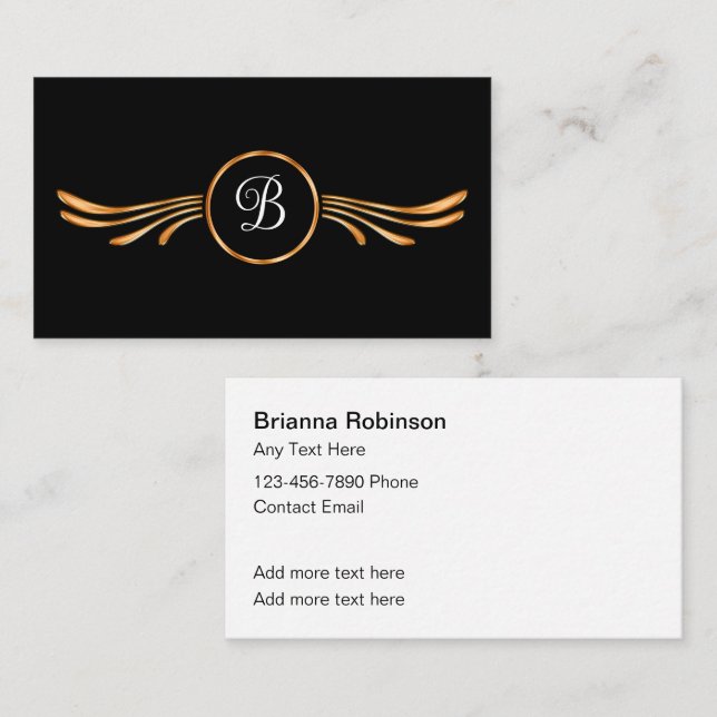 Classy Monogram Business Profile Cards (Front/Back)