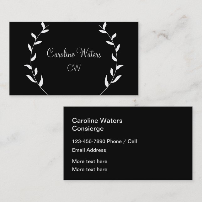 Classy Monogram Concierge Business Card (Front/Back)