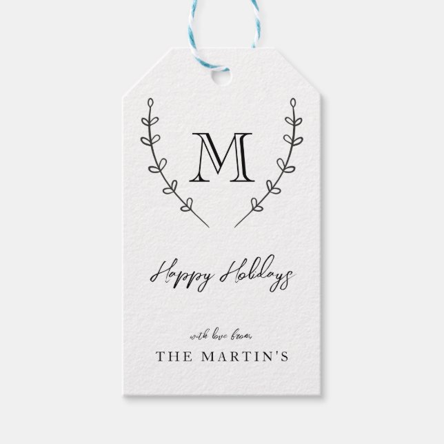 Classy Monogram Custom Gift Tags (Front)