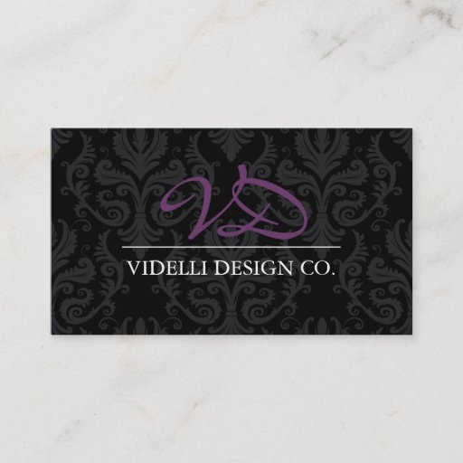 Customizable Classy Monogram Damask Business Card