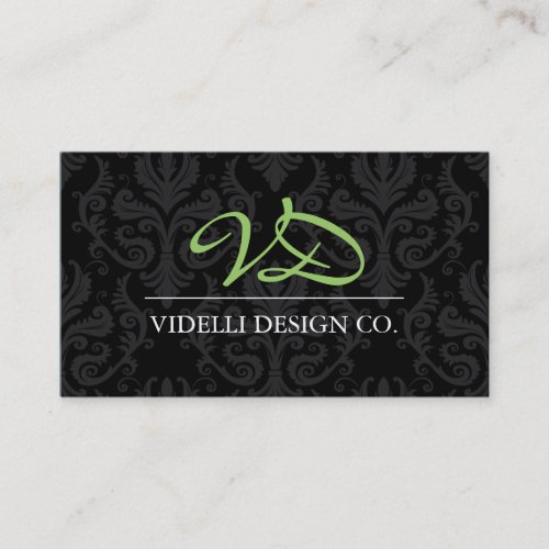 Classy Monogram Damask Business Card