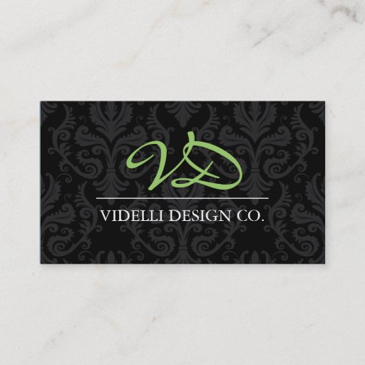 Customizable Classy Monogram Damask Business Card