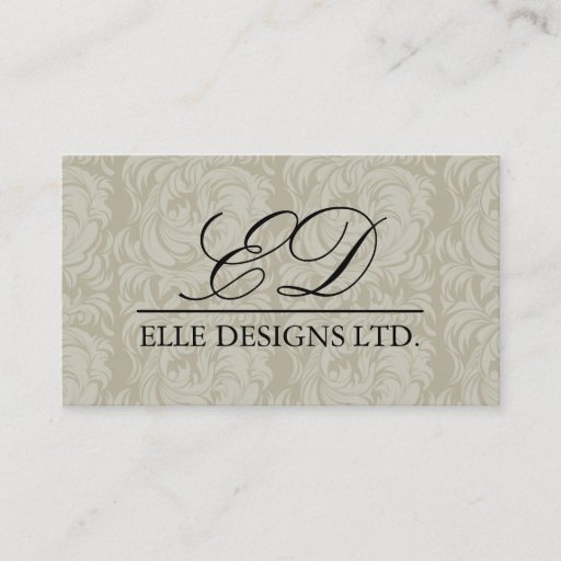 Customizable Classy Monogram Damask Business Card