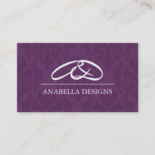 Customizable Classy Monogram Damask Business Card