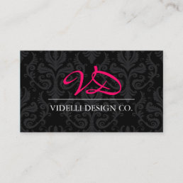 Classy Monogram Damask Business Card