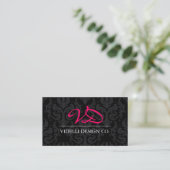 Classy Monogram Damask Business Card (Standing Front)