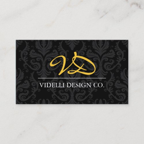 Classy Monogram Damask Business Card