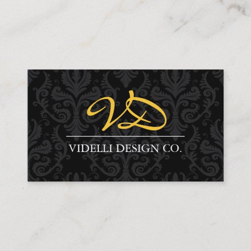 Customizable Classy Monogram Damask Business Card