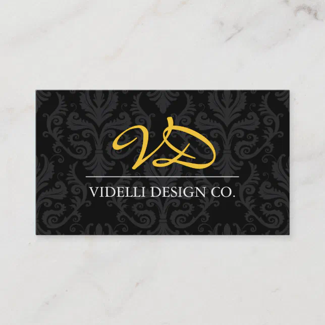 Classy Monogram Damask Business Card Zazzle