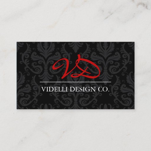 Customizable Classy Monogram Damask Business Card