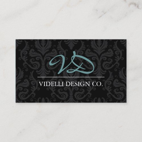 Classy Monogram Damask Business Card