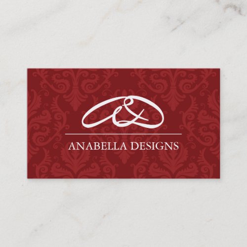 Classy Monogram Damask Business Card