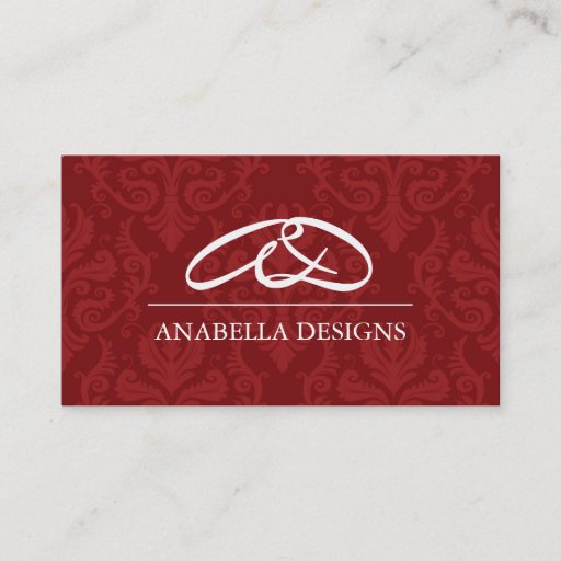 Customizable Classy Monogram Damask Business Card