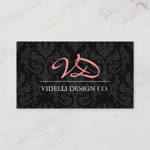 Classy Monogram Damask Business Card