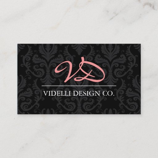Customizable Classy Monogram Damask Business Card