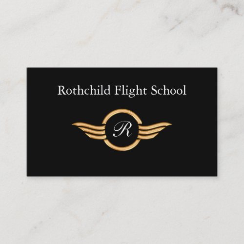 Classy Monogram Flight School Business Card