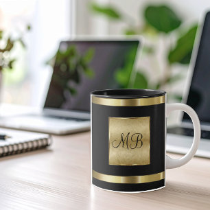 Classy Monogram Gold And Black Color Mug