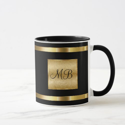 Classy Monogram Gold And Black Color Mug