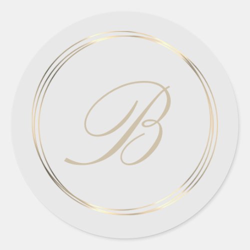 Classy Monogram Gold Circles Classic Round Sticker