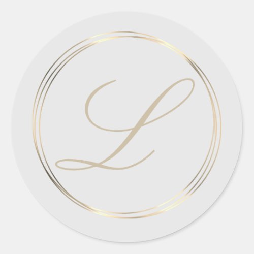 Classy Monogram Gold Circles Classic Round Sticker