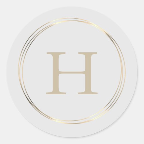 Classy Monogram Gold Circles Classic Round Sticker