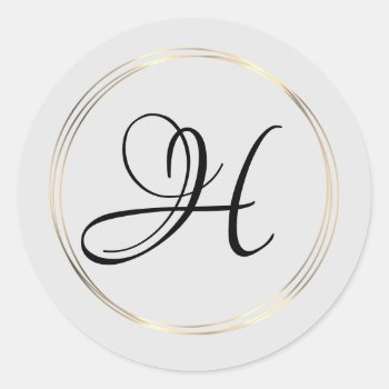 Classy Monogram Gold Circles Classic Round Sticker by istanbuldesign at Zazzle