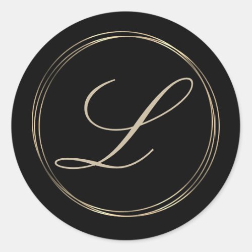 Classy Monogram Gold Circles Classic Round Sticker