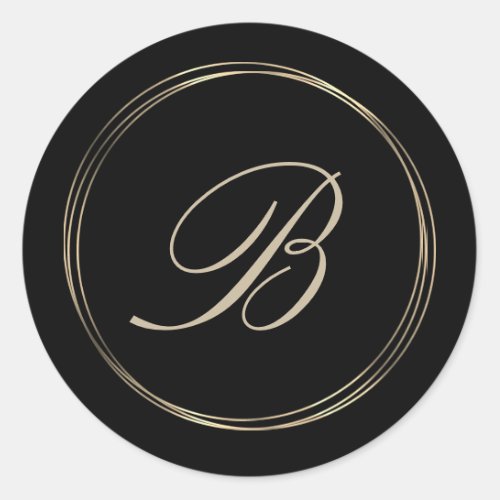 Classy Monogram Gold Circles Classic Round Sticker