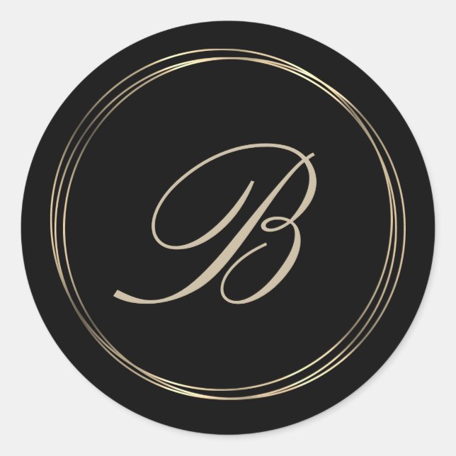 Classy Monogram Gold Circles Classic Round Sticker (Front)