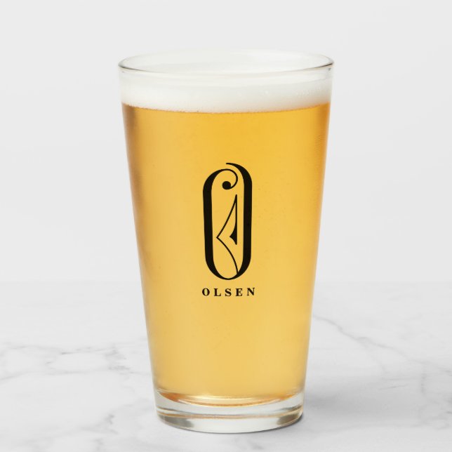 Classy Monogram Initial O with Last Name Glass (Front Filled)