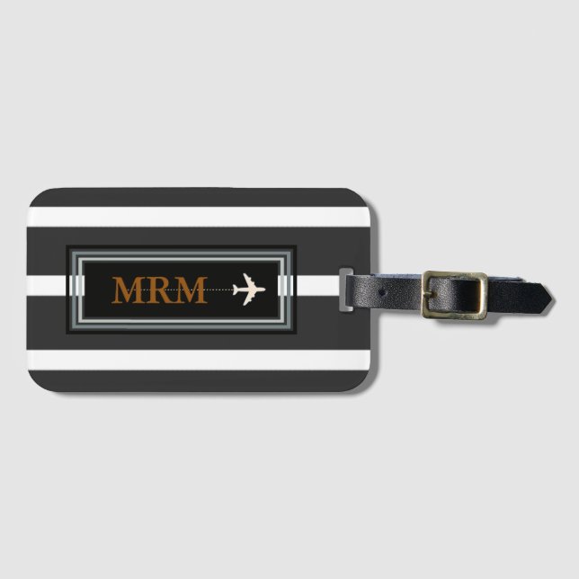 Classy Monogram Initials Traveler Luggage Tag (Front Horizontal)