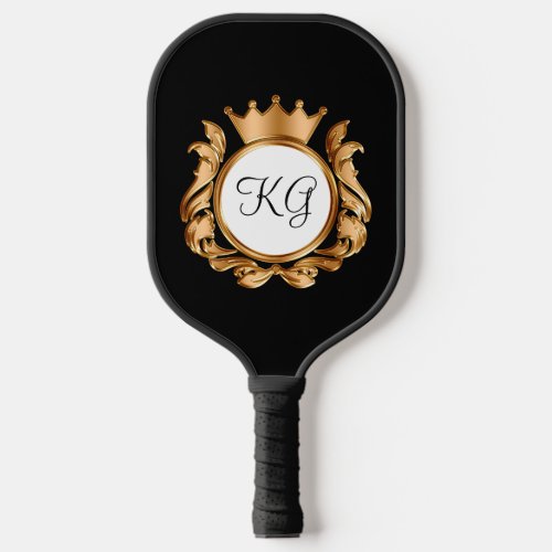 Classy Monogram Kings Crown Theme Pickleball Paddle